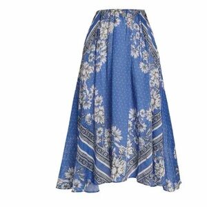 Eileen Fisher Blue Floral Border-Print Maxi Skirt